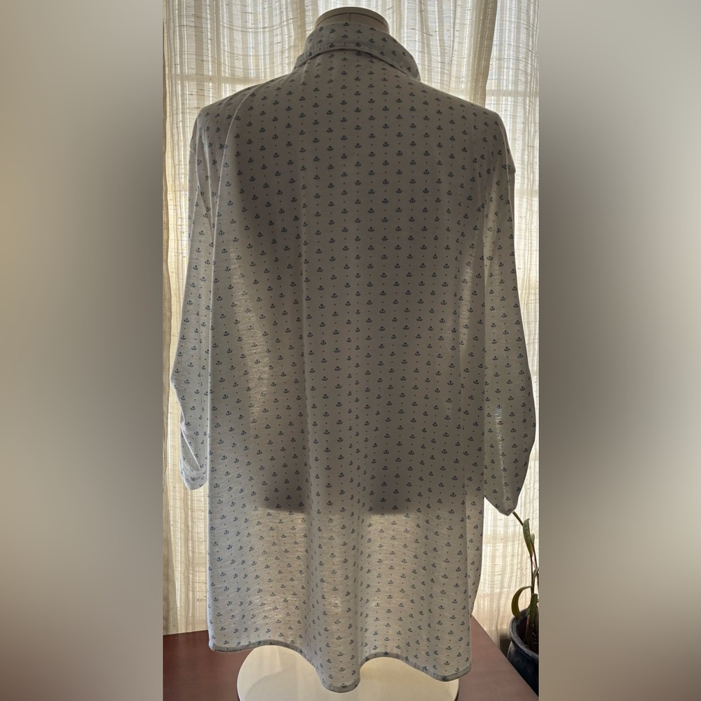 Eden & Olivia White Button-Down Shirt with Blue Anchor Print - Picture 4 of 9